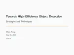 【文献梳理】Strategies and Techniques Towards High-Efficiency Object Detection